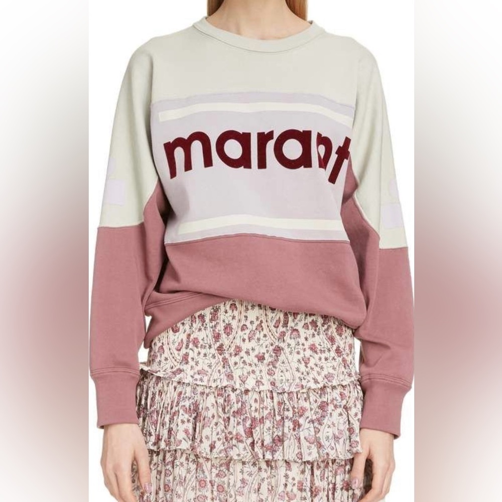 Etoile Isabel Marant Gallian Sweatshirt logo pink/cream size large
